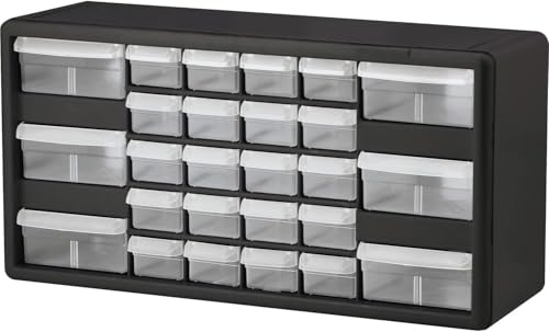 Akro-Mils 26-Drawer Plastic Drawer Storage Cabinet for Garage Organization, Bead Organizer, Building Bricks Storage, Teacher Toolbox, Makeup Organizer, 20" W x 6" D x 10" H, 10126 Black - Image 1