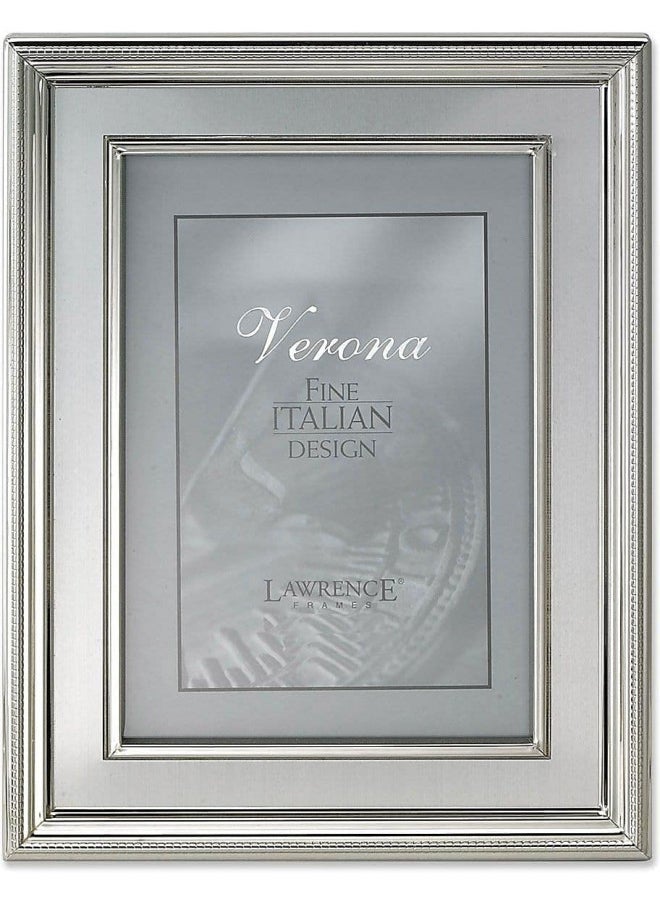 Lawrence Frames Lawrence Frames Silver Plated Metal Picture Frame, Brushed Silver Inner Panel, 8x10 