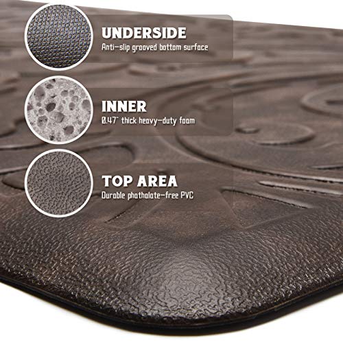 KMAT Kitchen Mat Cushioned Anti-Fatigue Floor Mat Waterproof Non-Slip Standing Mat Ergonomic Comfort Floor Mat Rug for Home,Office,Sink,Laundry,Desk 39"(L) x 20"(W),Brown - Image 3
