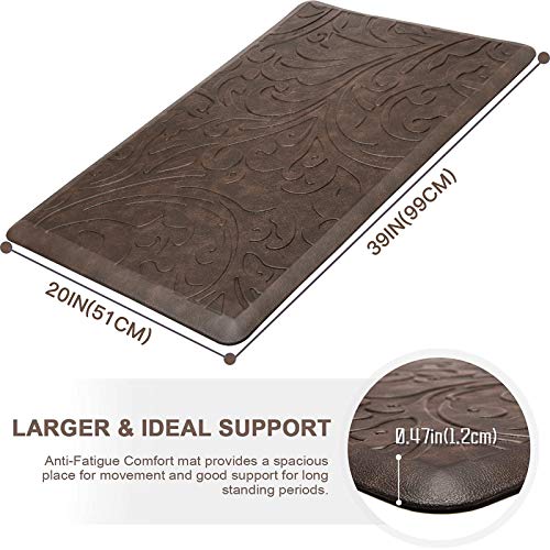 KMAT Kitchen Mat Cushioned Anti-Fatigue Floor Mat Waterproof Non-Slip Standing Mat Ergonomic Comfort Floor Mat Rug for Home,Office,Sink,Laundry,Desk 39"(L) x 20"(W),Brown - Image 2