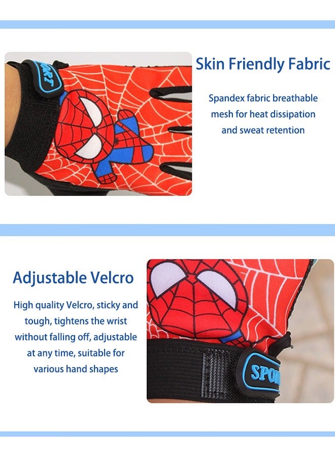 Generic Kids Fingerless Bike Gloves, Spider Superhero Sport Gloves for Children, Non-Slip Shock Absorbing Gloves for 5-9 Years Old Children Cycling Riding Outdoor Sports  - Image 5
