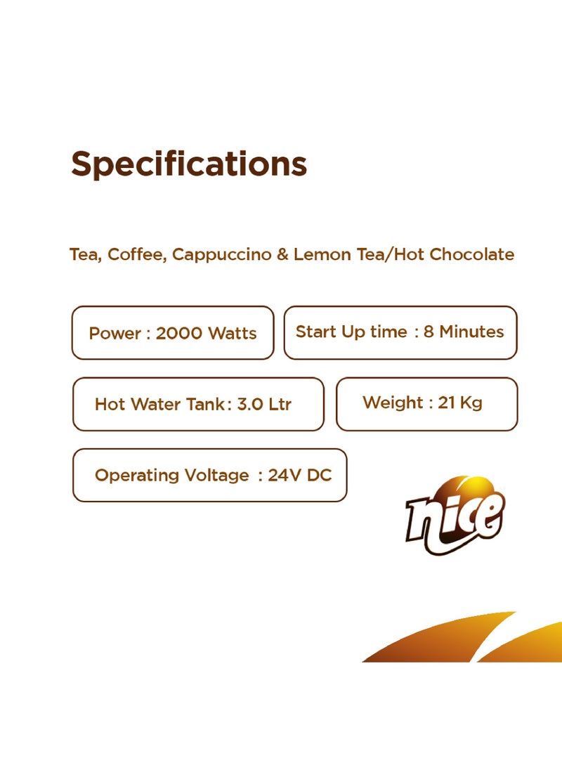 Café Plus- 4 Option Tea and Coffee Machine for Minimarket, Supermarket and Small Offices- Automatic Coffee vending Machine- Water Tank with 3 Ltr Capacity 2000Watt