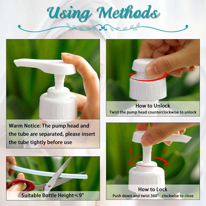 YBB Gallon Pump Dispenser, Fits Most 1 Gallon Jugs and Containers 38/400 Pump Lid Top Replacement for Sanitizer, Lotion, Shampoo, Conditioner (6 Pack) - Image 4