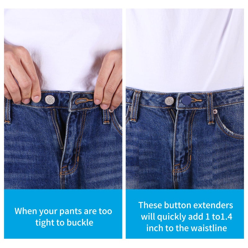 Ceryvop 12PCS Button Extenders for Jeans, Pants Waist Button Extender for Women Men, 3 Colors Pant Waistband Expander, Pants Waist Extension 1-1.4 Inches - Image 4