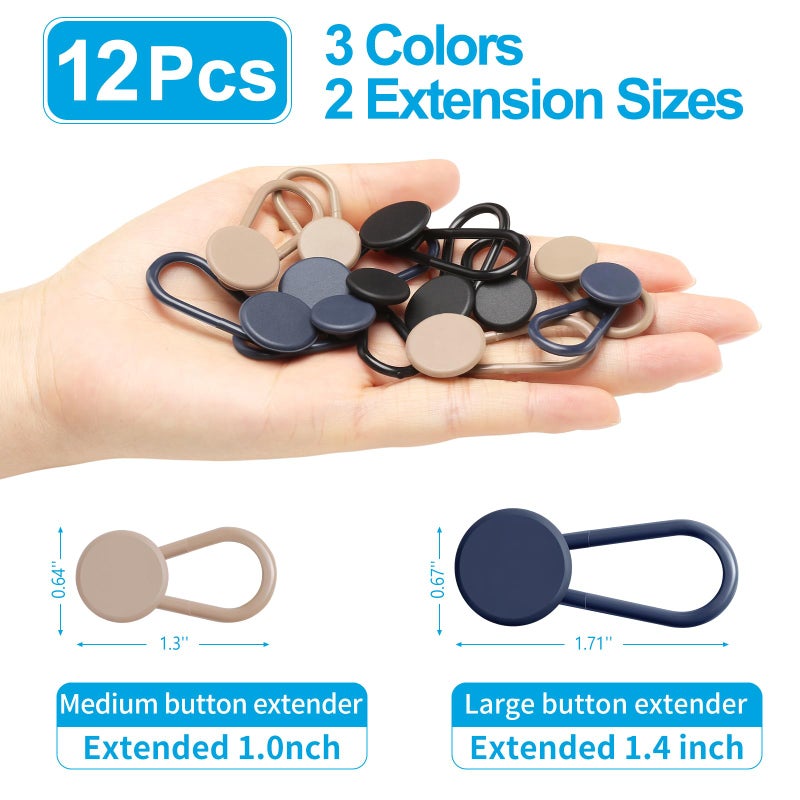 Ceryvop 12PCS Button Extenders for Jeans, Pants Waist Button Extender for Women Men, 3 Colors Pant Waistband Expander, Pants Waist Extension 1-1.4 Inches - Image 3