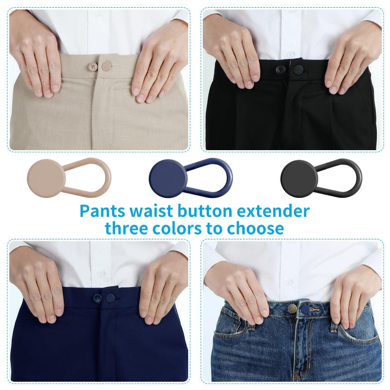 Ceryvop 12PCS Button Extenders for Jeans, Pants Waist Button Extender for Women Men, 3 Colors Pant Waistband Expander, Pants Waist Extension 1-1.4 Inches - Image 5