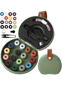 Swarush Swarush 22 Pcs Mini Travel Sewing Kits Portable Luxury Sewing Repair Set with Foldable Leather Organizer Case Beginner Friendly DIY Hand Sewing Supplies with Thread Scissor Needle Button Pins Ideal for Home Travel 