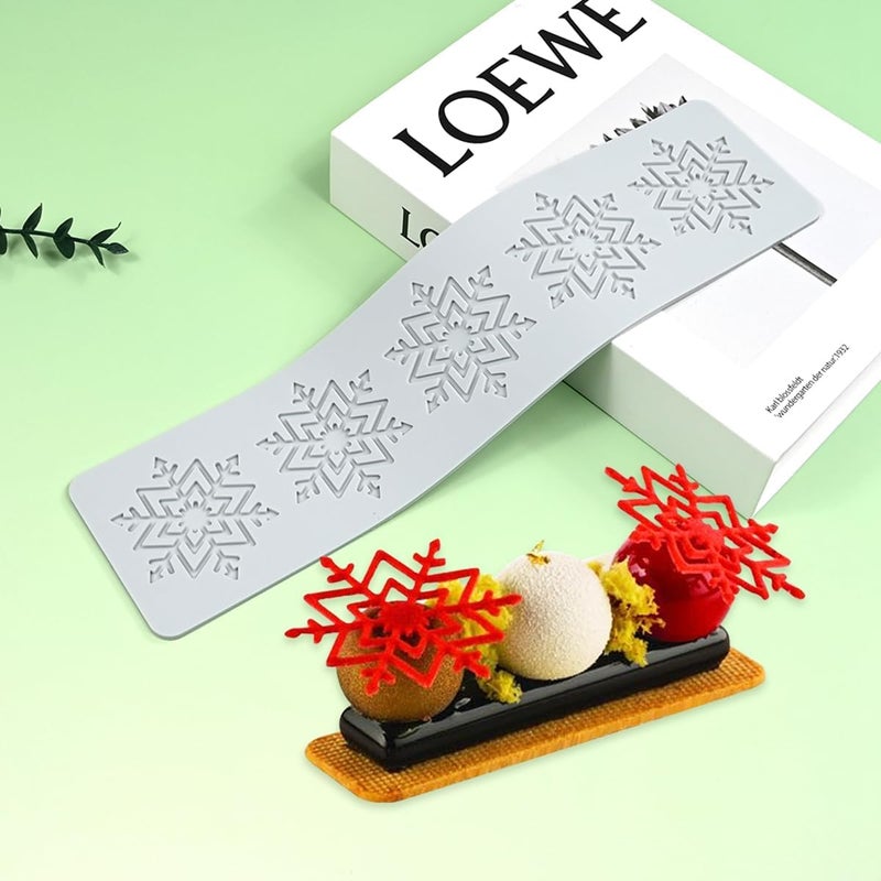 mostsom Silicone Mold 3D Hollow Out Lace Mold 3D Cake Christmas Snowflakes Silicone Mould Fondant Chocolate Stencil Border Bakeware Cake Decorating (M_ Snowflower) - Image 2