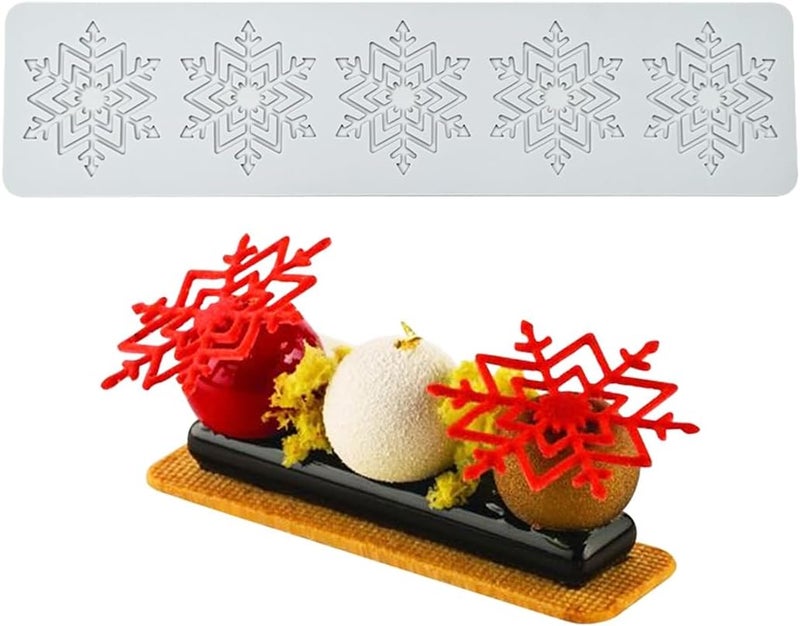 mostsom Silicone Mold 3D Hollow Out Lace Mold 3D Cake Christmas Snowflakes Silicone Mould Fondant Chocolate Stencil Border Bakeware Cake Decorating (M_ Snowflower) - Image 3