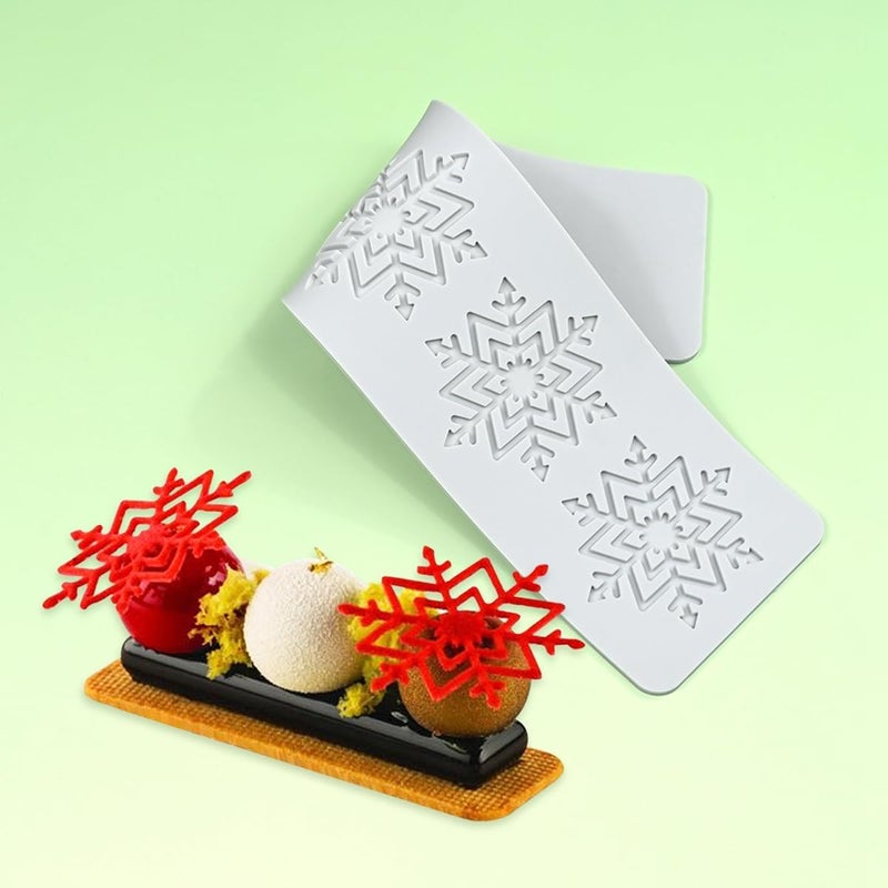 mostsom Silicone Mold 3D Hollow Out Lace Mold 3D Cake Christmas Snowflakes Silicone Mould Fondant Chocolate Stencil Border Bakeware Cake Decorating (M_ Snowflower) - Image 1