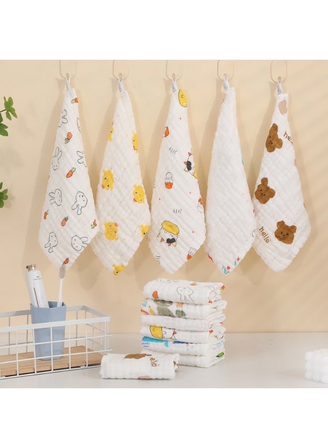 5-Pack Baby Cotton Gauze Square Towels 30x30cm | Soft Absorbent Cartoon Saliva & Face Cloth for Newborns, Infants & Kids – Lightweight Breathable Hand Towel - Image 1