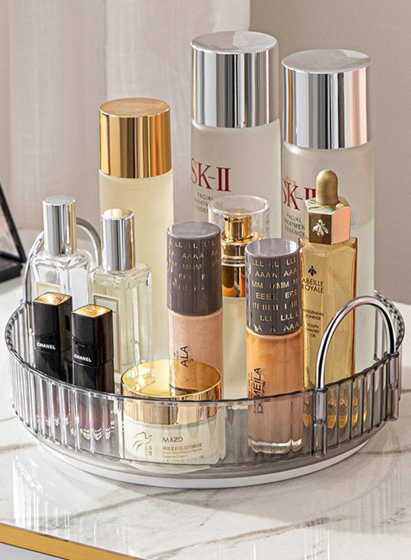 Sharpdo Rotating Makeup Organizer for Vanity, High-Capacity Skincare Clear Make Up Storage Perfume Organizers Cosmetic Dresser Organizer Countertop 360 Spinning, 1 Tier-Grey - Image 1