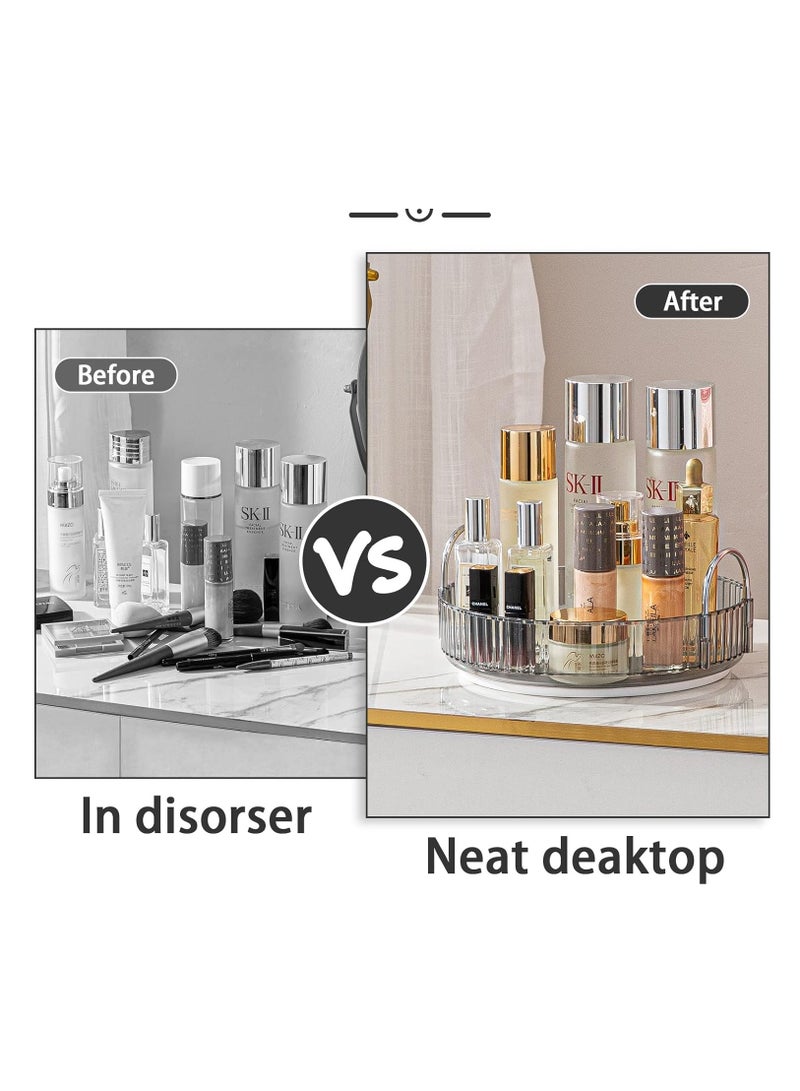 Sharpdo Rotating Makeup Organizer for Vanity, High-Capacity Skincare Clear Make Up Storage Perfume Organizers Cosmetic Dresser Organizer Countertop 360 Spinning, 1 Tier-Grey - Image 2