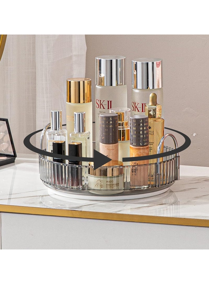 Sharpdo Rotating Makeup Organizer for Vanity, High-Capacity Skincare Clear Make Up Storage Perfume Organizers Cosmetic Dresser Organizer Countertop 360 Spinning, 1 Tier-Grey - Image 4