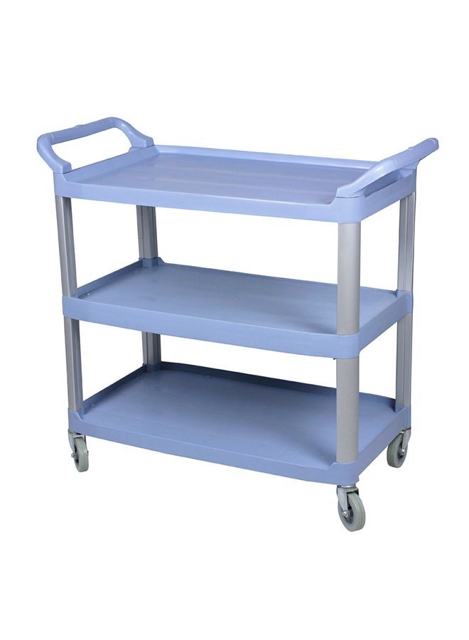 Generic Large serving cart with 3 shelves, blue, 103" x 50". 