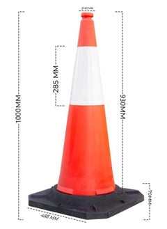 BERRY Berry 100cm Traffic Cone with PE Base – Reflective Orange Road Safety Cone, Wind-Resistant, Portable with Black Base (Set of 3)  - Image 2