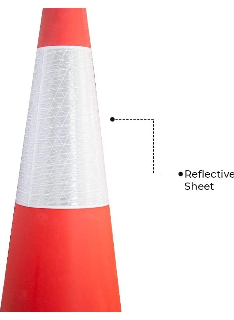 BERRY - Berry 100cm Traffic Cone with PE Base – Reflective Orange Road Safety Cone, Wind-Resistant, Portable with Black Base (Set of 3) - Image 1