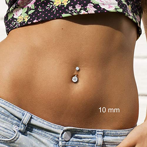 SILBERTALE Sterling Silver Belly Button Rings for Women Men CZ Navel Rings Curved Barbell Belly Rings Belly Piercing 10mm - Image 4