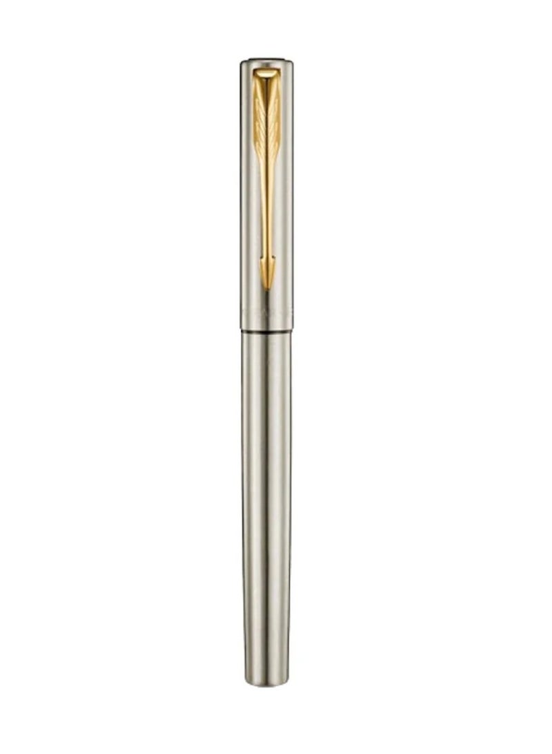 PARKER Vector XL Rollerball Pen Fine Tip Black Ink Stainless Steel With Gold Trim - Image 2