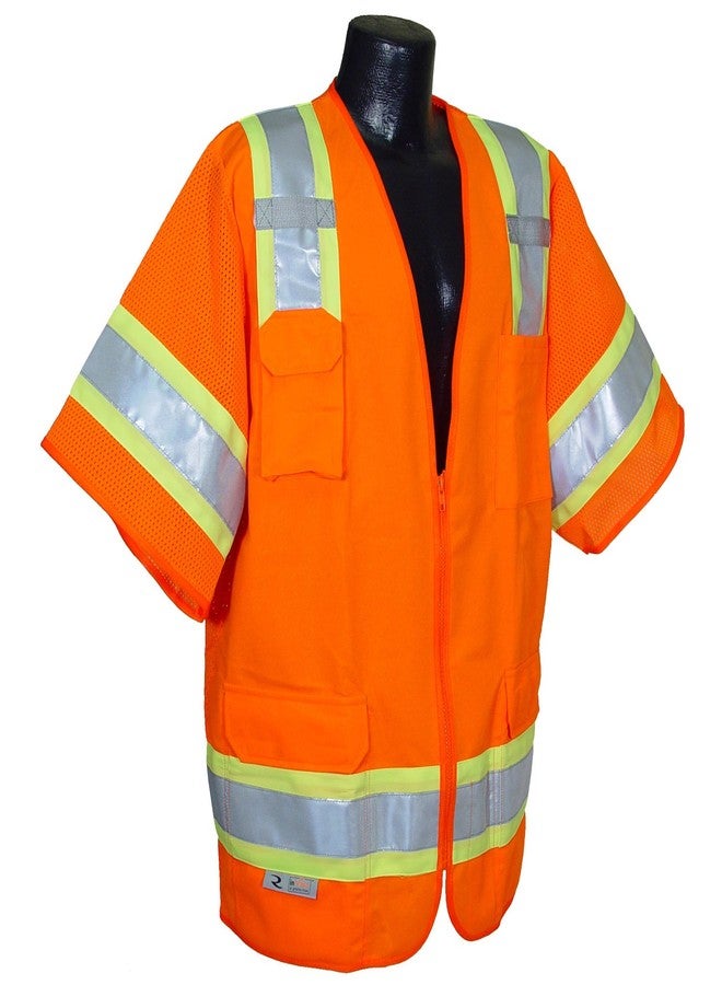 Radians SV63O5X Polyester Class 3 Two Tone Surveyor Safety Vest, 5X-Large, Orange
