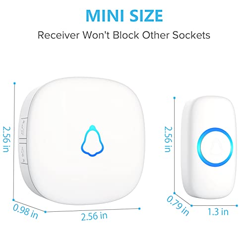SECRUI Wireless Doorbell, Easy installation, Waterproof, Adjustable Volume, 58 Chimes, Colorful LED, 1000Ft Range, M520+F55, White - Image 2