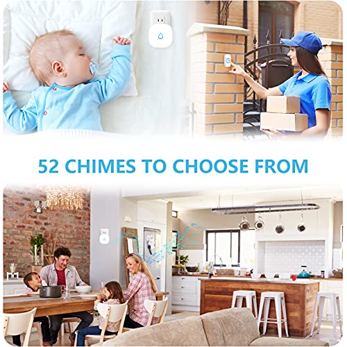 SECRUI Wireless Doorbell, Easy installation, Waterproof, Adjustable Volume, 58 Chimes, Colorful LED, 1000Ft Range, M520+F55, White - Image 4