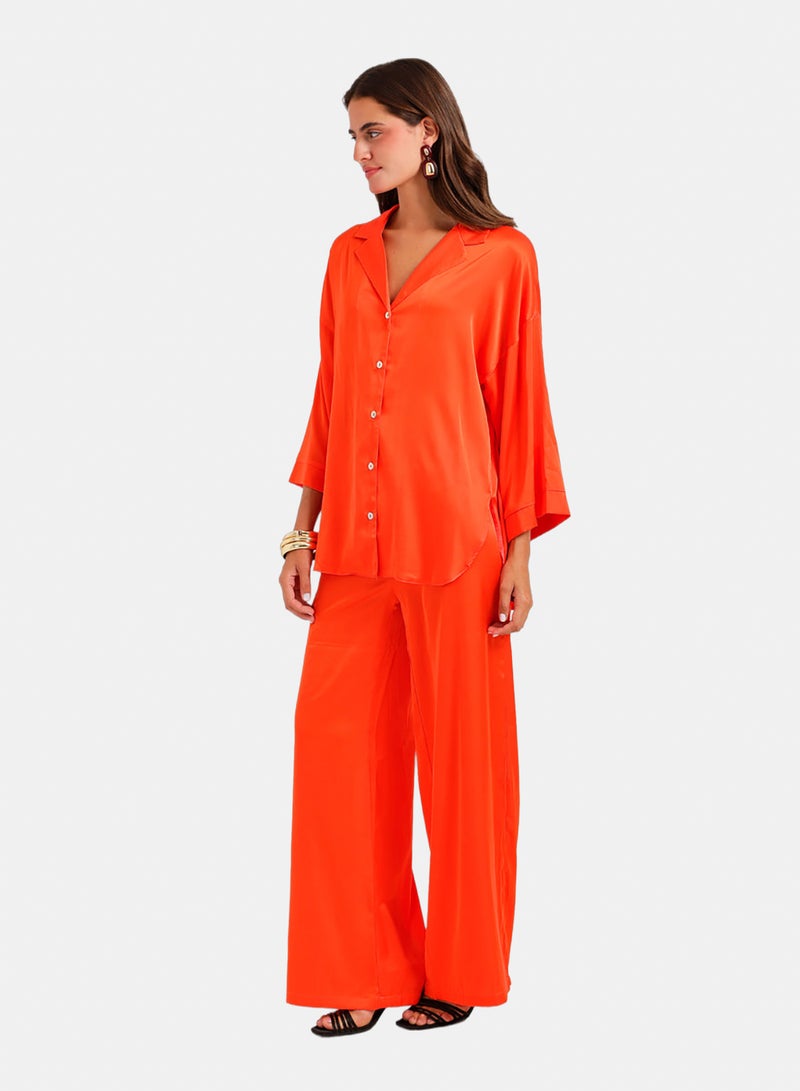 Carina Contrast-Button Satin Set - Image 3