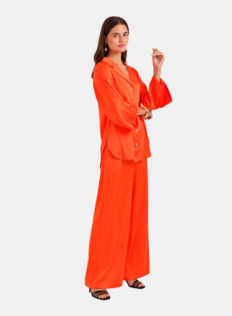 Carina Contrast-Button Satin Set - Image 2