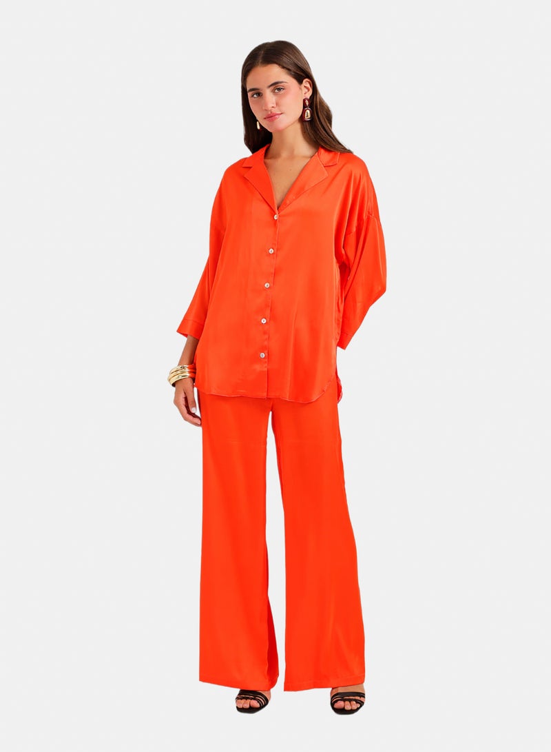 Carina Contrast-Button Satin Set - Image 1