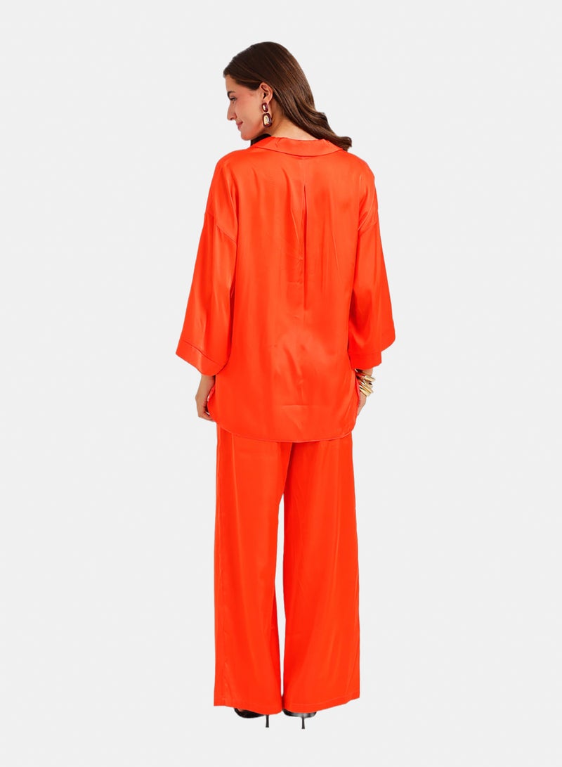 Carina Contrast-Button Satin Set - Image 4