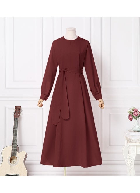 Women's Long Sleeved Solid Color Dress