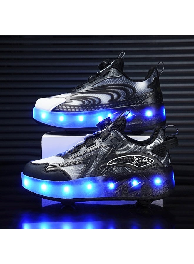 إسكدنيا Kids Roller Skates Shoes 4 Wheels Roller Shoes Boys Girls Wheel Shoes Roller Sneakers Shoes for Beginner More Balanced - Image 2