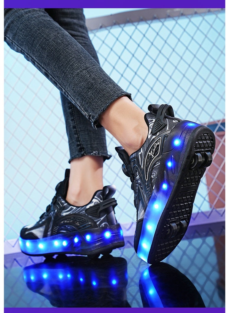 إسكدنيا Kids Roller Skates Shoes 4 Wheels Roller Shoes Boys Girls Wheel Shoes Roller Sneakers Shoes for Beginner More Balanced - Image 5