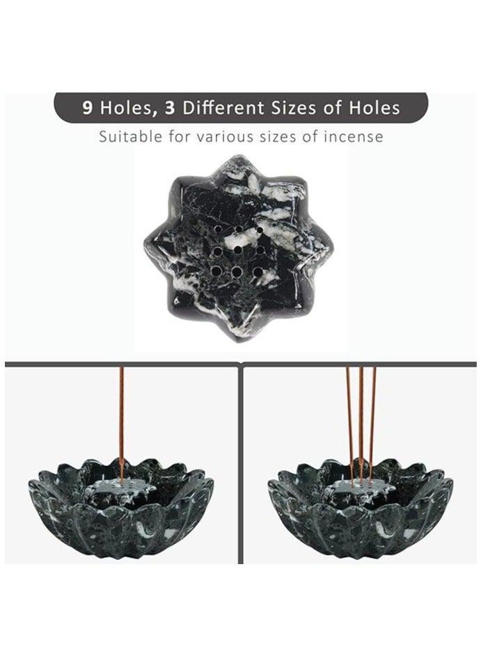راديكالن حامل بخور من الرخام الأسود | مبخرة يدوية الصنع بتصميم جمالي، مقاس ٥.٥ بوصة، للبخور وخشب البالو سانتو - Image 5