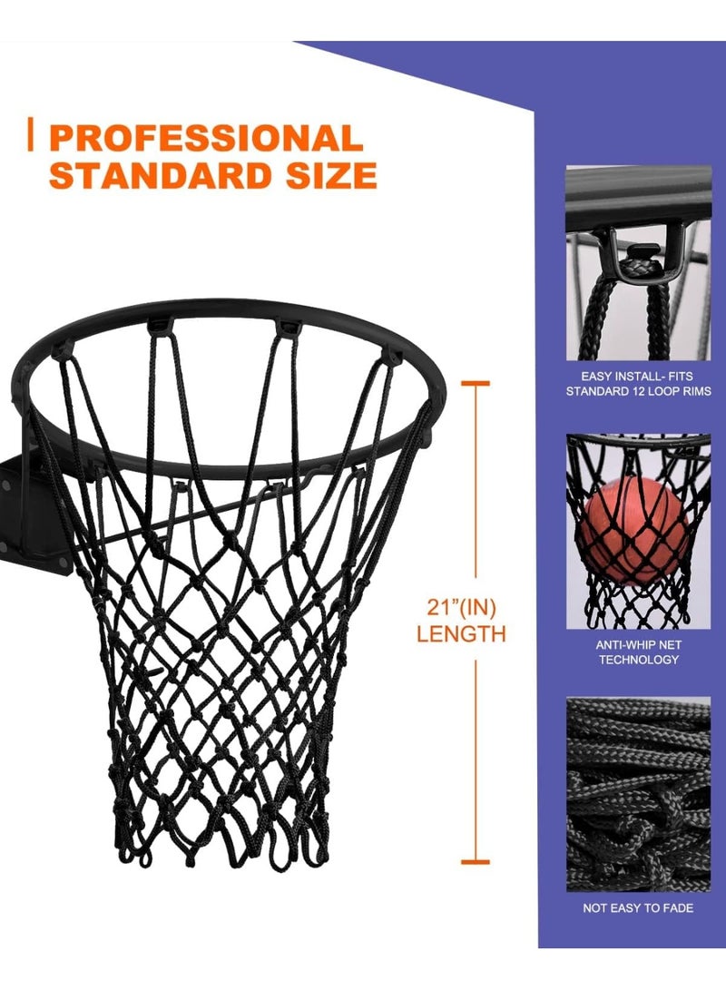 COYO عبوة واحدة من شبكة كرة السلة الثقيلة البديلة، ترقية شبكة كرة السلة الثقيلة، مقاومة لجميع الأحوال الجوية، 12 حلقة تناسب الحلقات الداخلية أو الخارجية القياسية، شبكة فقط - Image 4