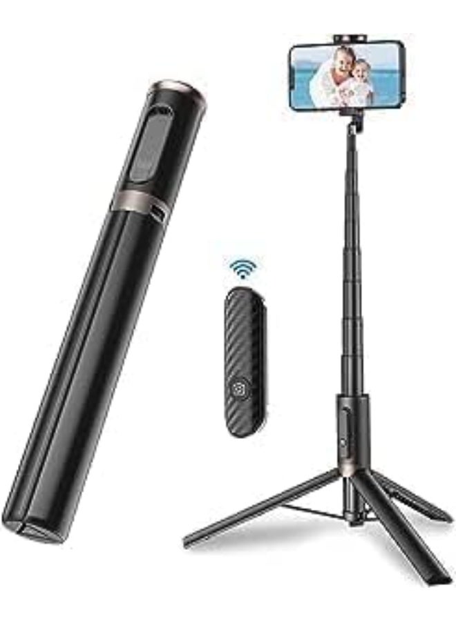 TRIPOD SELFIE STICK Professional All-in-One Gimbal Stabilizer Selfie Stick Tripod with Wireless Remote - The Ultimate Portable 3-in-1 Phone Holder for Vlogging, TikTok, YouTube, Live Streaming, and Crystal-Clear Stable Mobile Photography & Videography - Features Auto-Balance for Smooth Shots, Full 360° Rotation Head, and Built-in Retractable Tripod Stand - Durable Metal Construction in Sleek Black Finish - Universal Compatibility for All Smartphones 4 to 7 Inches (iPhone, Samsung Galaxy, Huawei, etc.) - Lightweight Design for Travel and Outdoor Adventures - Essential Gear for Content Creators in KSA - Capture Professional-Grade Videos and Perfect Group Selfies with Ease and Precision (Model 1, Black, Metal Build) - Image 1