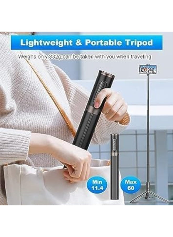 TRIPOD SELFIE STICK Professional All-in-One Gimbal Stabilizer Selfie Stick Tripod with Wireless Remote - The Ultimate Portable 3-in-1 Phone Holder for Vlogging, TikTok, YouTube, Live Streaming, and Crystal-Clear Stable Mobile Photography & Videography - Features Auto-Balance for Smooth Shots, Full 360° Rotation Head, and Built-in Retractable Tripod Stand - Durable Metal Construction in Sleek Black Finish - Universal Compatibility for All Smartphones 4 to 7 Inches (iPhone, Samsung Galaxy, Huawei, etc.) - Lightweight Design for Travel and Outdoor Adventures - Essential Gear for Content Creators in KSA - Capture Professional-Grade Videos and Perfect Group Selfies with Ease and Precision (Model 1, Black, Metal Build) - Image 3