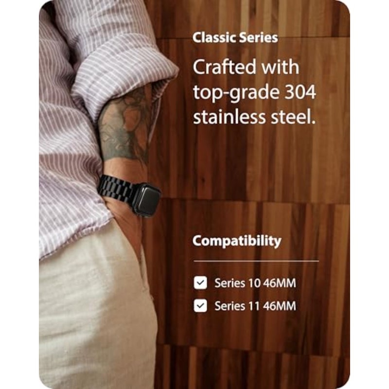 حزام معدني Fullmosa مع حافظة لساعة Apple 49 46 45 44 41 40 38 ملم يناسب iWatch Ultra3/2/1، SE3/2/1، السلسلة 11/10/9/8/7/6/5/4/3/2/1، سوار من الفولاذ المقاوم للصدأ للرجال والنساء - Image 3