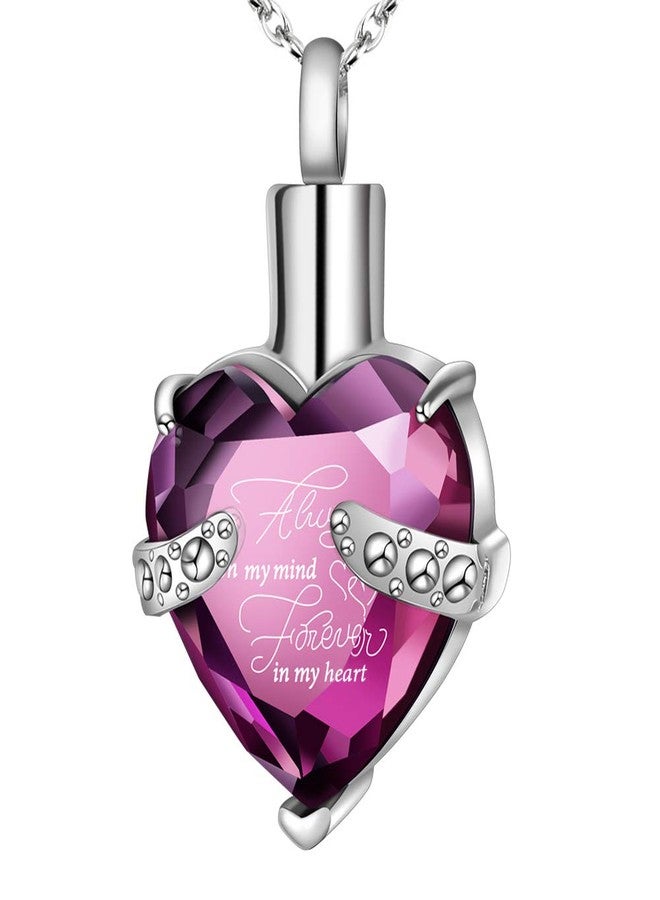 XIUDA Birthstone Crystal Urn Necklace Heart Memorial Keepsake Pendant Ash Holder Cremation Jewelry for Ashes - Image 1