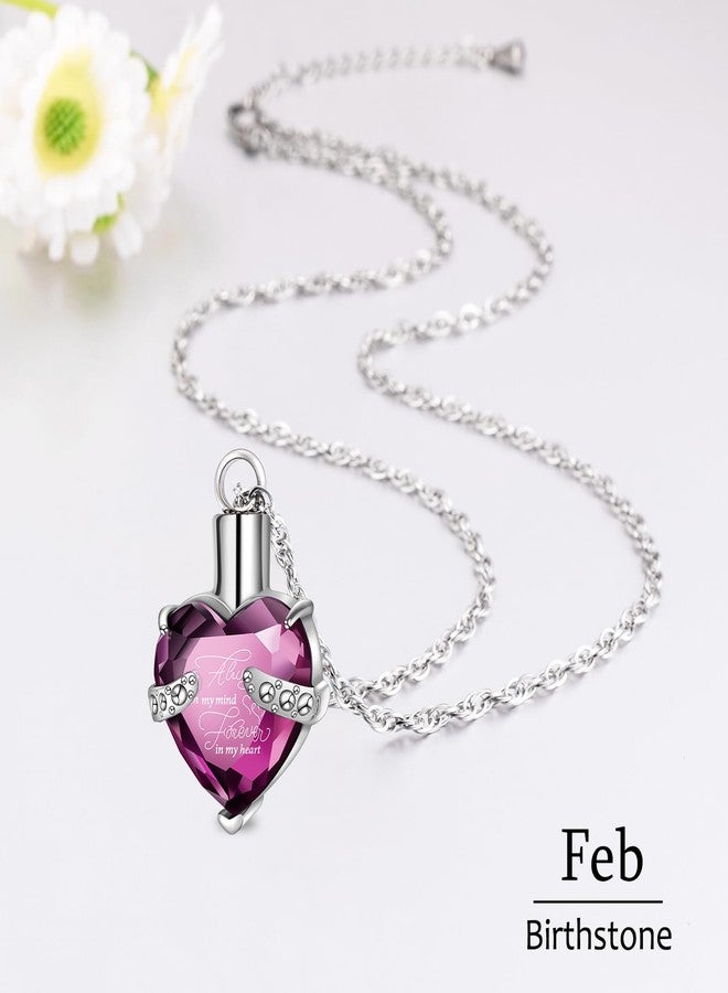XIUDA Birthstone Crystal Urn Necklace Heart Memorial Keepsake Pendant Ash Holder Cremation Jewelry for Ashes - Image 5