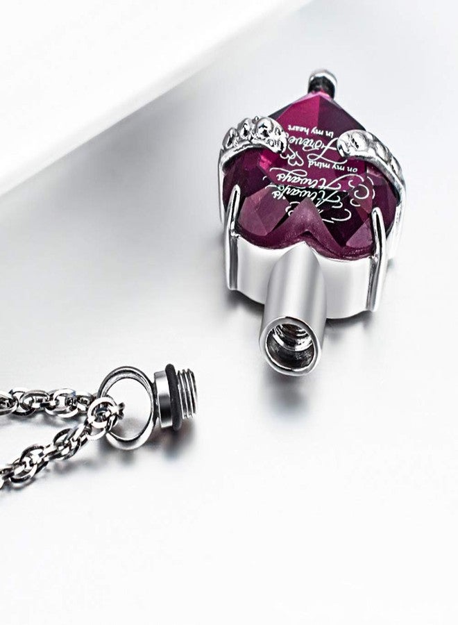 XIUDA Birthstone Crystal Urn Necklace Heart Memorial Keepsake Pendant Ash Holder Cremation Jewelry for Ashes - Image 2