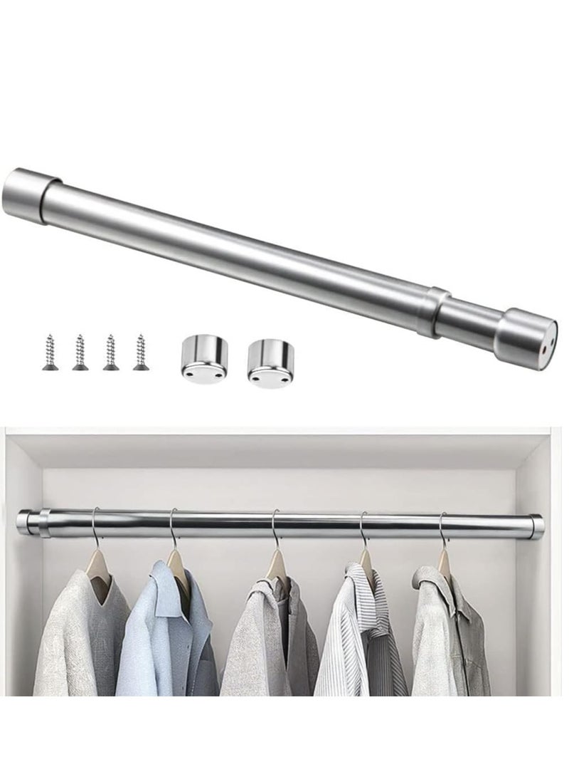 MarlaMall Telescopic closet hanger, 25 mm with end socket, 48 to 80 cm stainless steel thickened adjustable hanger for closet, bathroom, curtains  - Image 1