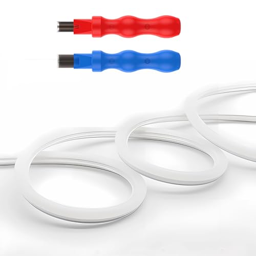 JARBIH Separated Neon Flexible LED Light Strip Cover, 16.4ft 6mm Wear Free DIY Bendable Silicone Diffuser Cover with 2 Pcs Cutter and Same Color Lamp Belt, for Bar Car Outdoor Home DIY Decor(White) - Image 1