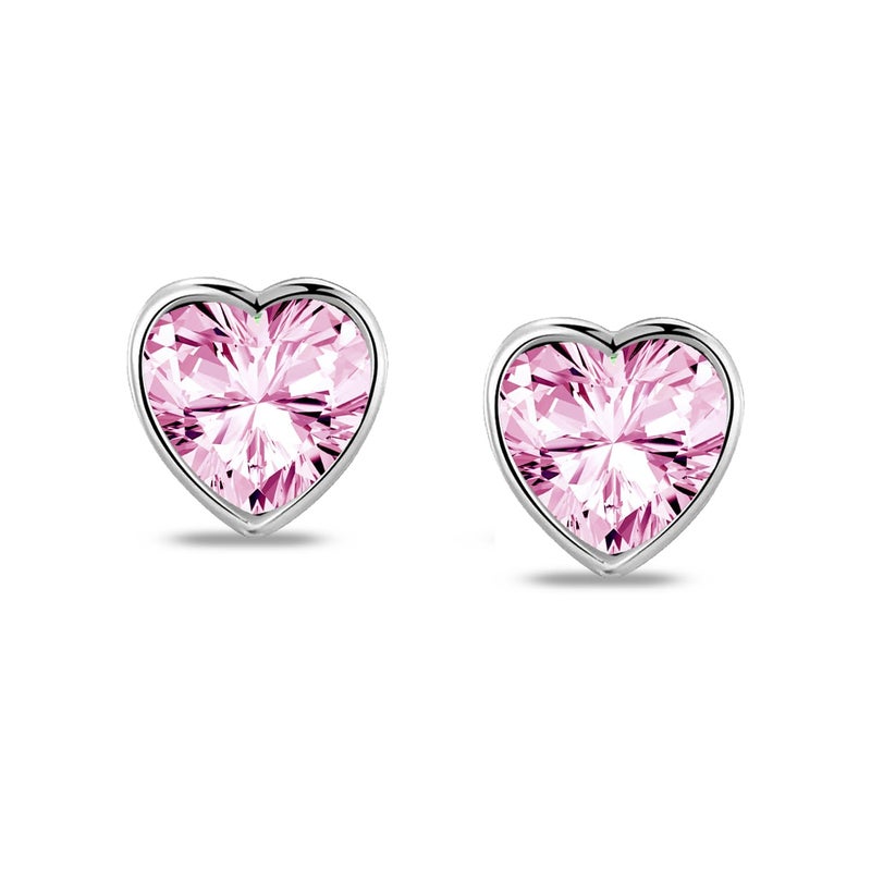 LeCalla أقراط قلب CZ للفتيات من الفضة الإسترلينية 925 | أقراط بيبي مزينة بالروديوم مع علامة BIS | أقراط مزودة ببراغي للأطفال الصغار والمراهقين | أقراط قلب من الزركونيا المكعبة للأطفال - Image 4