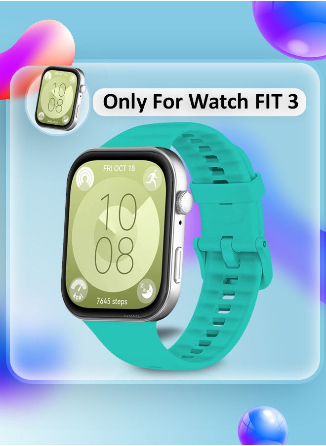 CATANES - (for Watch Fit 3) Silicone Sport Band, Soft Adjustable Sport Breathable Replacement Watch Strap Loop /Blue - Image 1