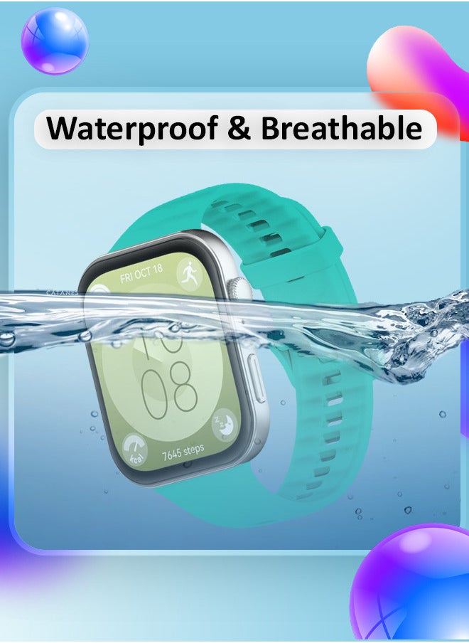 CATANES - (for Watch Fit 3) Silicone Sport Band, Soft Adjustable Sport Breathable Replacement Watch Strap Loop /Blue - Image 1