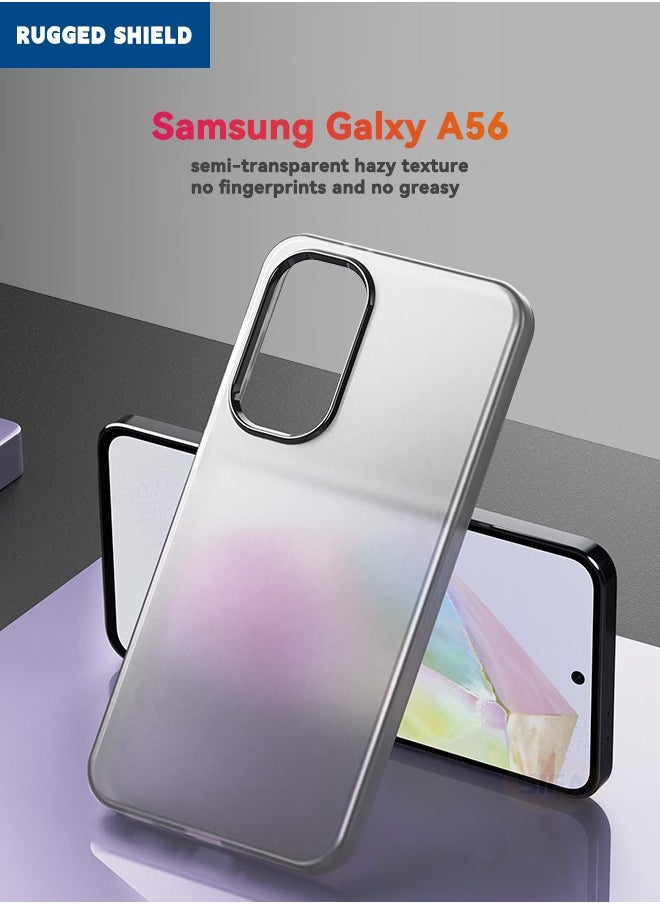 RUGGED SHIELD - Samsung Galaxy A56 Case with HD Tempered Glass Screen Protector, [Anti-Drop Shockproof][Anti-Slip][No Yellowing] Slim Skin Friendly Frosted Hard Case for Galaxy A56 6.7 inch, Translucent Black - Image 1