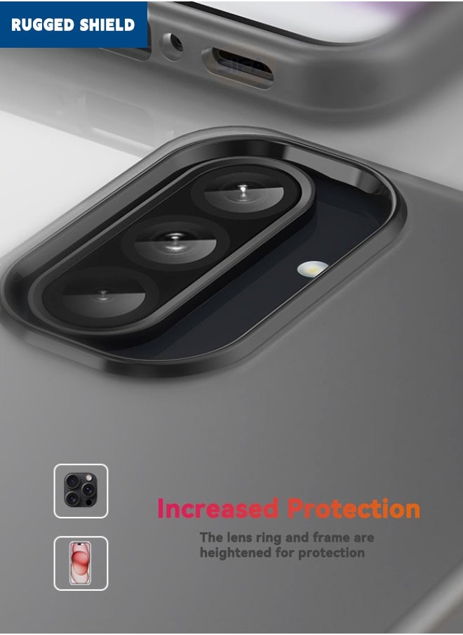RUGGED SHIELD - Samsung Galaxy A56 Case with HD Tempered Glass Screen Protector, [Anti-Drop Shockproof][Anti-Slip][No Yellowing] Slim Skin Friendly Frosted Hard Case for Galaxy A56 6.7 inch, Translucent Black - Image 1