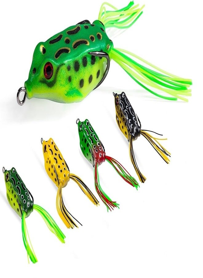 RAJry Soft Bait Jigs Fishing Hook Fish Top Water Frog Lure 5 Pcs Realistic Prop Frog Soft Swimbait Floating Bait with Weedless Hooks for Freshwater Saltwater - Image 1