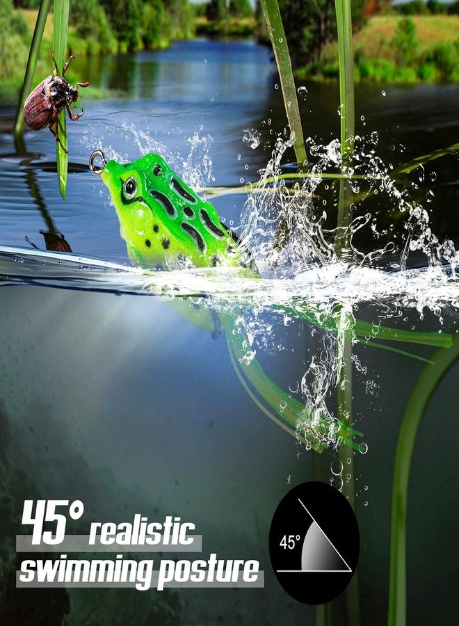 RAJry Soft Bait Jigs Fishing Hook Fish Top Water Frog Lure 5 Pcs Realistic Prop Frog Soft Swimbait Floating Bait with Weedless Hooks for Freshwater Saltwater - Image 4